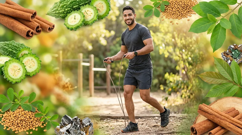 Canela, melón amargo y otros ingredientes vinculados al metabolismo de la glucosa junto a una rutina de actividad física